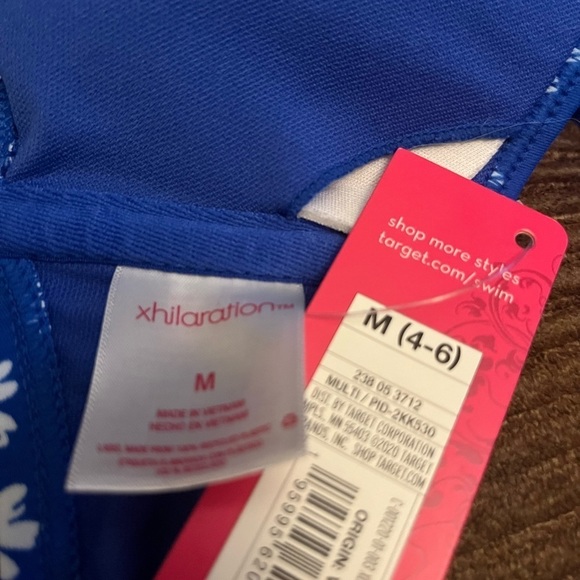 Juniors' Tunneled Bralette Bikini Top Xhilaration Cobalt blue daisy Floral Print - Picture 5 of 5